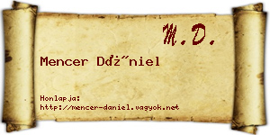 Mencer Dániel névjegykártya